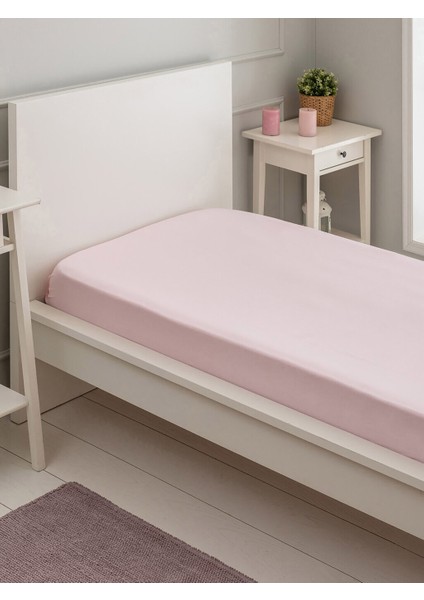 Luxury Ranforce Tek Kişilik Lastikli Çarşaf Seti 100 x 200 + 30 cm Yastık Kılıflı Pembe fırsatları