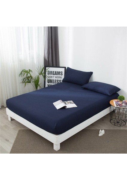 Luxury Ranforce Çift Kişilik Lastikli Çarşaf Seti 180 x 200 + 30 cm Yastık Kılıflı Lacivert fiyatları
