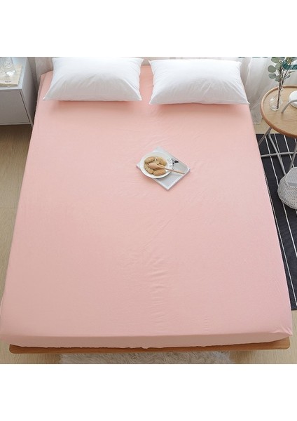 Luxury Ranforce Çift Kişilik Lastikli Çarşaf Seti 160 x 200 + 30 cm Yastık Kılıflı Pembe