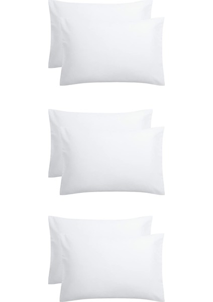 6'lı Yastık Kılıfı 50 x 70 + 20 cm Kapaklı BeyazBeyazBeyaz
