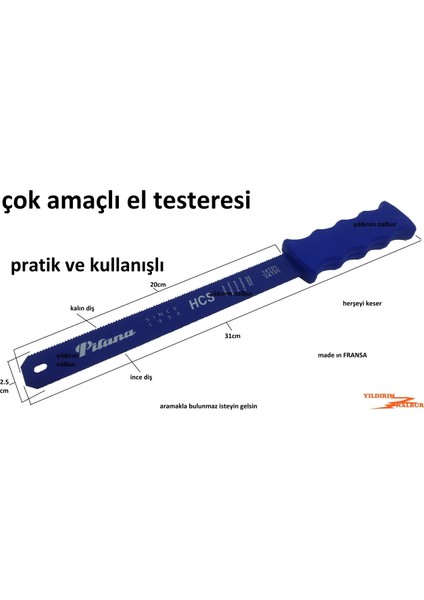 Pi̇lana Çok Amaçlı El Testeresi Demir Ahşap 2 Yüzlü