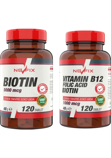 B12 Folic Acid & Biotin 120 Tablet + Biotin 5000 Mcg 120 Tablet