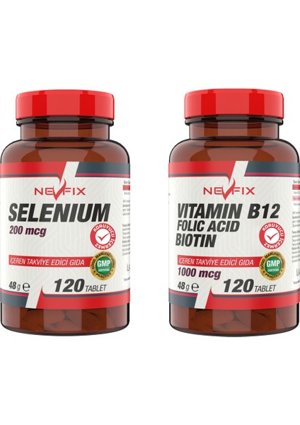 B12 Folic Acid & Biotin 120 Tablet + Selenyum 200 Mcg 120 Tablet