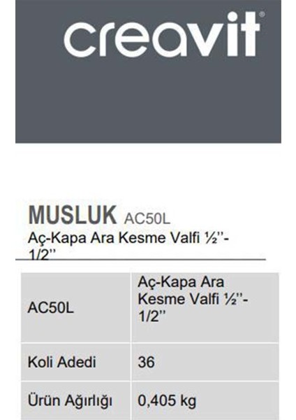 AC50L Aç-Kapa Ara Kesme Valfi