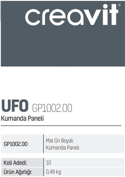 Ufo Gömme Rezervuar Mat Kumanda Paneli GP1002