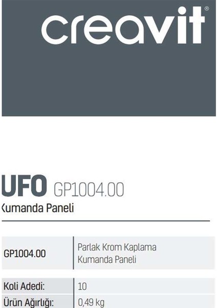 Ufo Gömme Rezervuar Kumanda Paneli GP1004