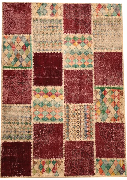 El Dokuma Patchwork Halı - Yün