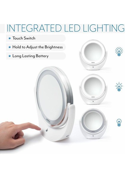 Işıklı Çift Taraflı 16 LED 7x Büyüteçli Şarjlı Dokunmatik Makyaj Aynası indirimleri
