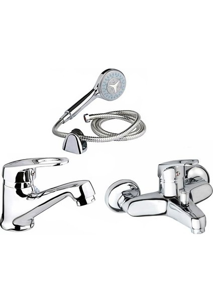 Mix Banyo ve Lavabo Bataryası Takımı Mercedes Duş Seti