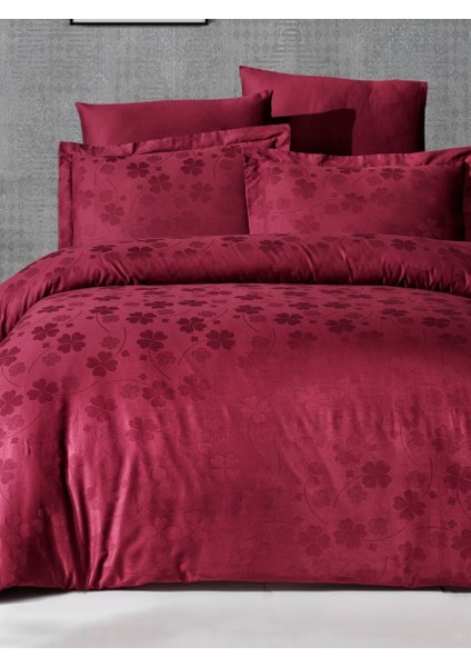 Clover-Bordo Deluxe Saten Nevresim Takımı