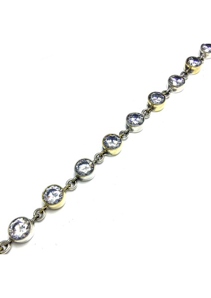 Zirkon Taşlı El Işi Otantik Gümüş Bileklik