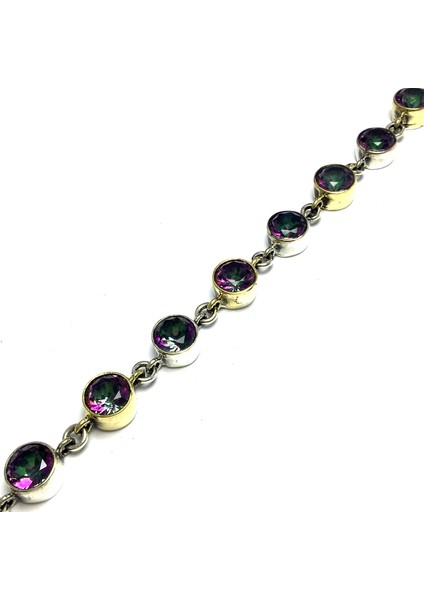 Mistik Topaz Taşlı El Işi Otantik Gümüş Bileklik