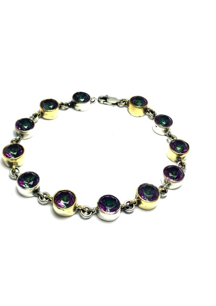 Mistik Topaz Taşlı El Işi Otantik Gümüş Bileklik fiyatları