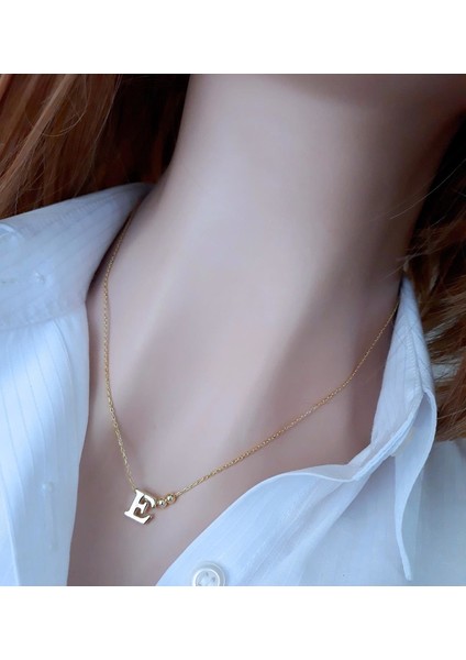 E Harfi Kolye _14K Altın Kapl.