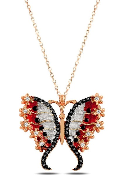 Kırmızı Bahar Kelebeği Kolye