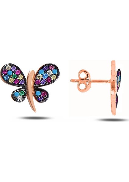 Mini Mix Kelebek Küpe _rose