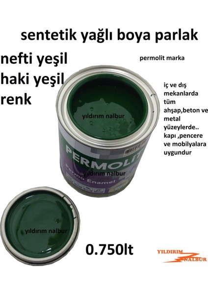 Ahşap Metal Sentetik Yağlı Boya 0.750 Lt Nefti Yeşil