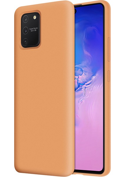 Samsung Galaxy S10 Lite İçi Kadife Soft Silikon Kılıf - Turuncu