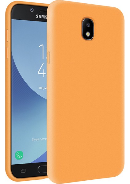 Samsung Galaxy J7 Pro İçi Kadife Soft Silikon Kılıf - Turuncu