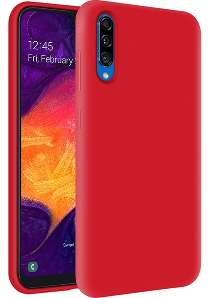 Samsung Galaxy A50 İçi Kadife Soft Silikon Kılıf - Kırmızı