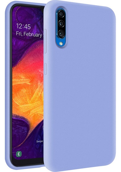 Samsung Galaxy A50 İçi Kadife Soft Silikon Kılıf - Açık Mavi