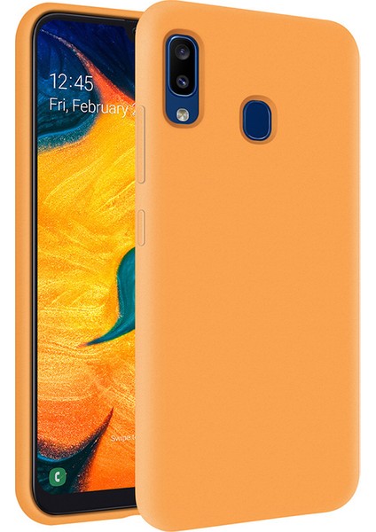 Samsung Galaxy A30 İçi Kadife Soft Silikon Kılıf - Turuncu