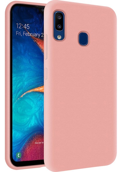 Samsung Galaxy A20 İçi Kadife Soft Silikon Kılıf - Pembe