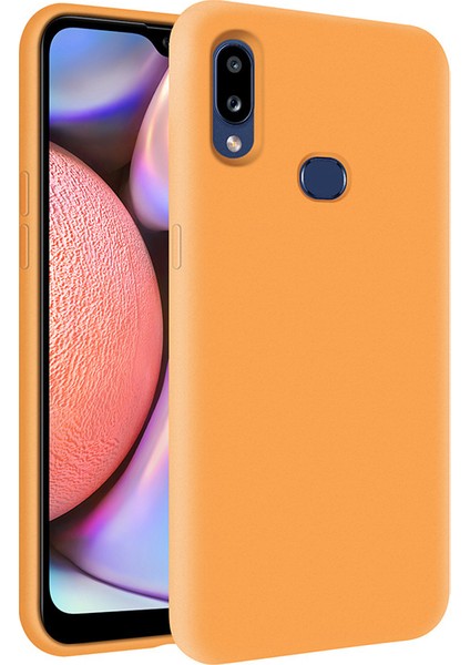 Samsung Galaxy A10S İçi Kadife Soft Silikon Kılıf - Turuncu