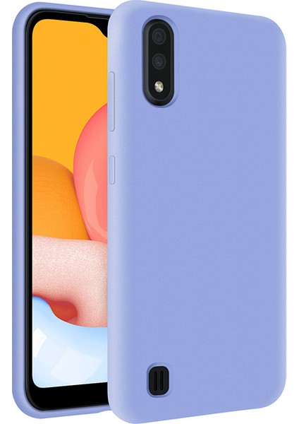 Samsung Galaxy A01 İçi Kadife Soft Silikon Kılıf - Açık Mavi