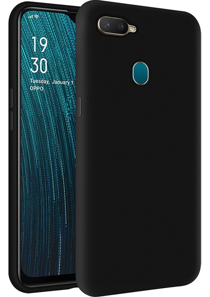 Oppo A5S İçi Kadife Soft Silikon Kılıf - Siyah