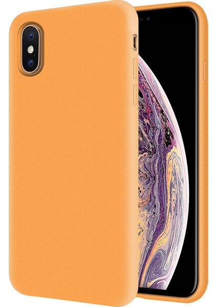 Apple iPhone Xs Max İçi Kadife Soft Silikon Kılıf - Turuncu