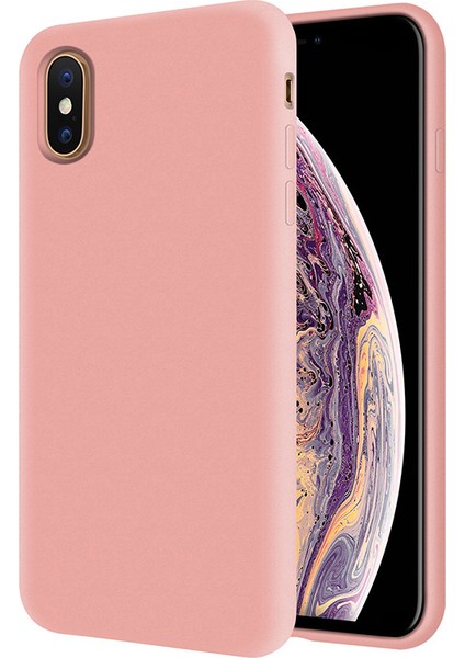 Apple iPhone Xs Max İçi Kadife Soft Silikon Kılıf - Pembe