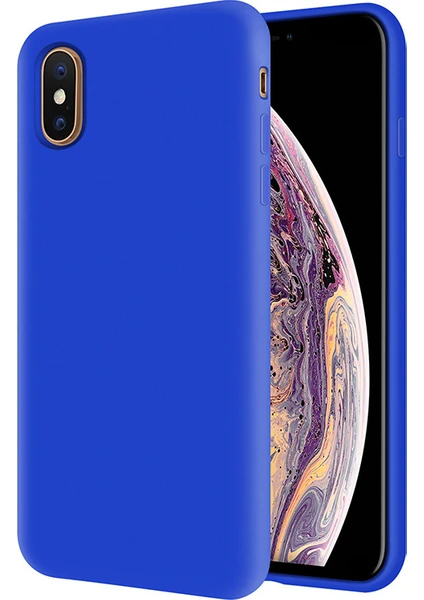 Kzy Apple iPhone Xs Max İçi Kadife Soft Silikon Kılıf - Mavi