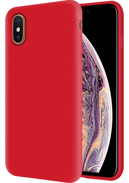 Apple iPhone Xs Max İçi Kadife Soft Silikon Kılıf - Kırmızı