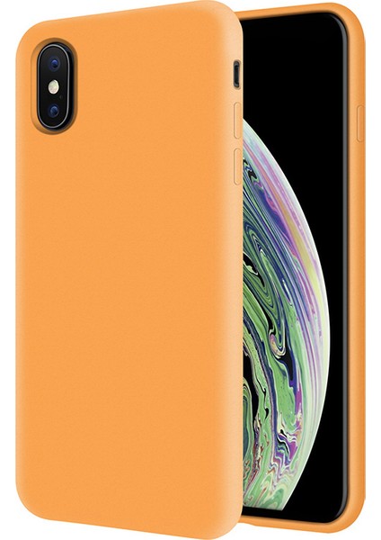 Apple iPhone Xs İçi Kadife Soft Silikon Kılıf - Turuncu