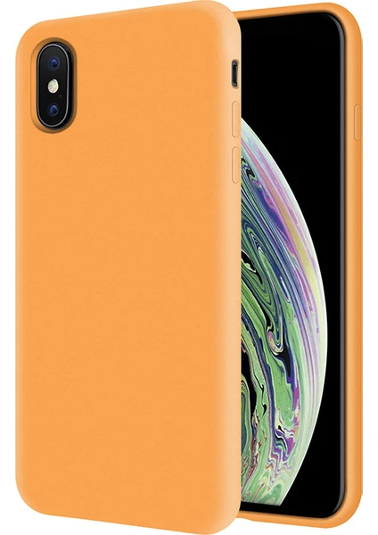 Kzy Apple iPhone Xs İçi Kadife Soft Silikon Kılıf - Turuncu