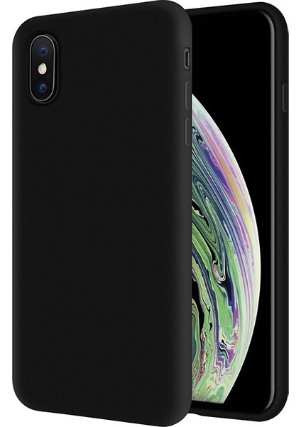 Apple iPhone Xs İçi Kadife Soft Silikon Kılıf - Siyah