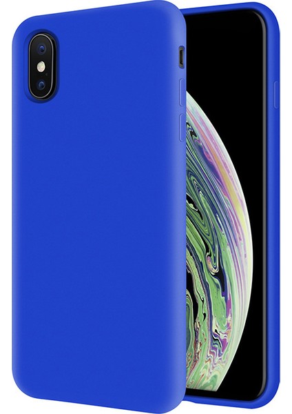 Apple iPhone Xs İçi Kadife Soft Silikon Kılıf - Mavi