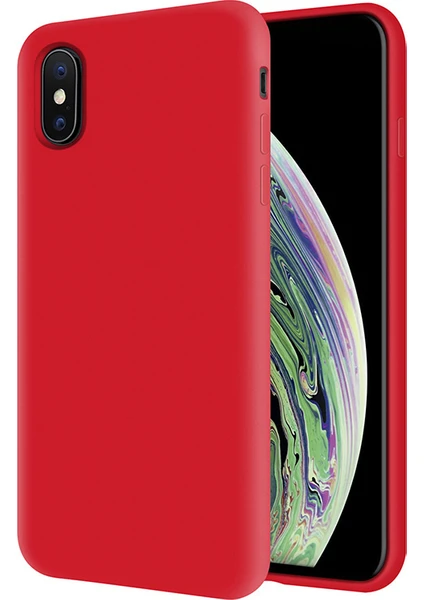 Kzy Apple iPhone Xs İçi Kadife Soft Silikon Kılıf - Kırmızı