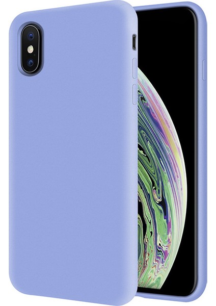 Apple iPhone Xs İçi Kadife Soft Silikon Kılıf - Açık Mavi