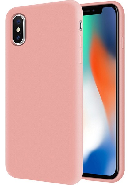 Apple iPhone x İçi Kadife Soft Silikon Kılıf - Pembe