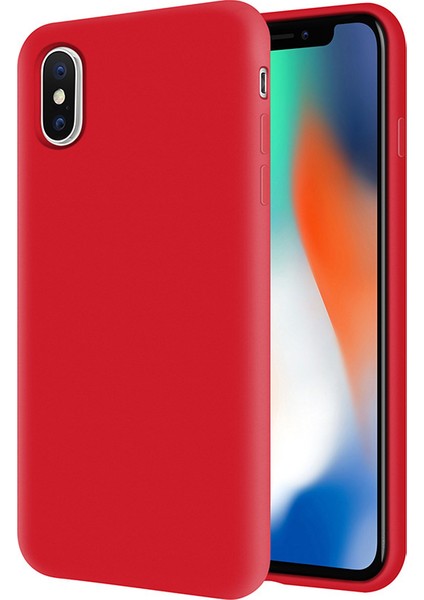Apple iPhone x İçi Kadife Soft Silikon Kılıf - Kırmızı