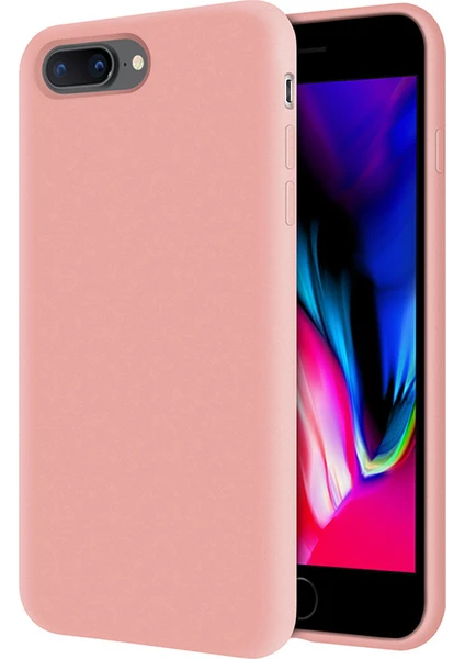 Kzy Apple iPhone 8 Plus İçi Kadife Soft Silikon Kılıf - Pembe