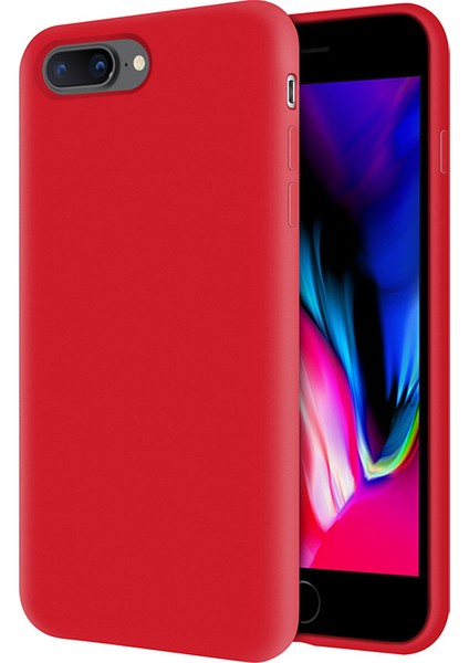 Apple iPhone 8 Plus İçi Kadife Soft Silikon Kılıf - Kırmızı