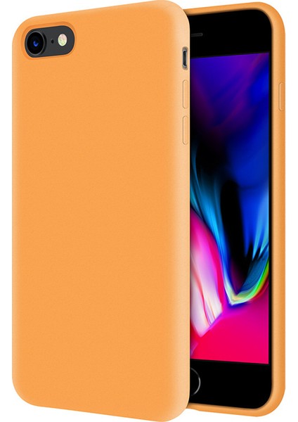 Apple iPhone 8 İçi Kadife Soft Silikon Kılıf - Turuncu
