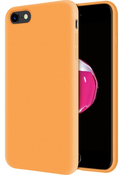 Apple iPhone 7 İçi Kadife Soft Silikon Kılıf - Turuncu