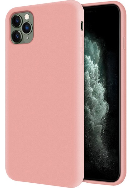 Apple iPhone 11 Pro Max İçi Kadife Soft Silikon Kılıf - Pembe