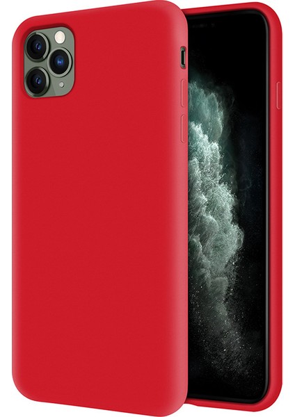 Apple iPhone 11 Pro Max İçi Kadife Soft Silikon Kılıf - Kırmızı