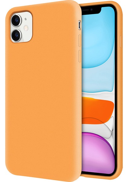 Apple iPhone 11 İçi Kadife Soft Silikon Kılıf - Turuncu