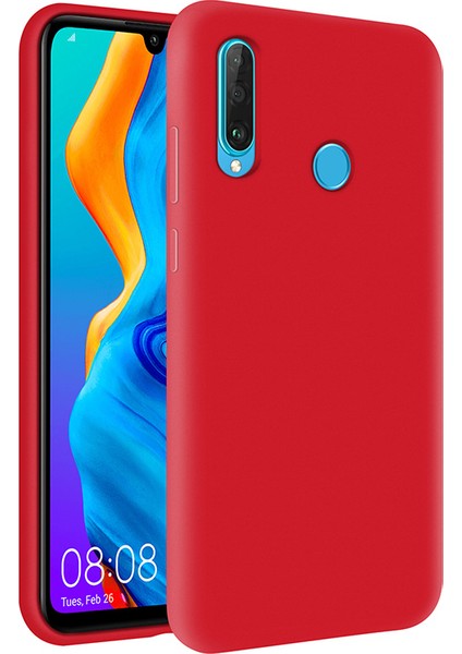 Huawei P30 Lite İçi Kadife Soft Silikon Kılıf - Kırmızı